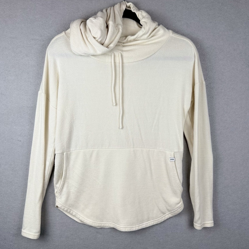 Prana‎ Frieda Cowl Neck Ivory Cream Pullover Lightweight Sweatshirt Sz M? Pocket